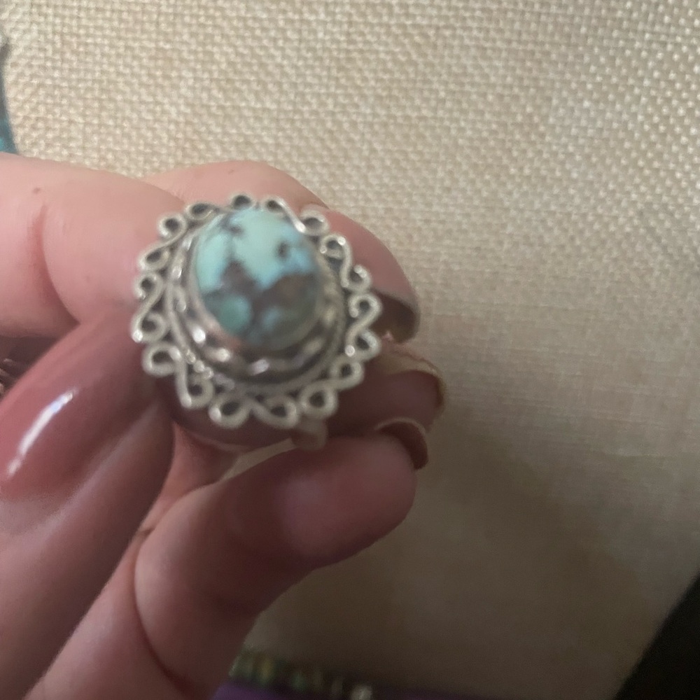 Navajo Rare Goldenhills Turquoise & Silver Ring
